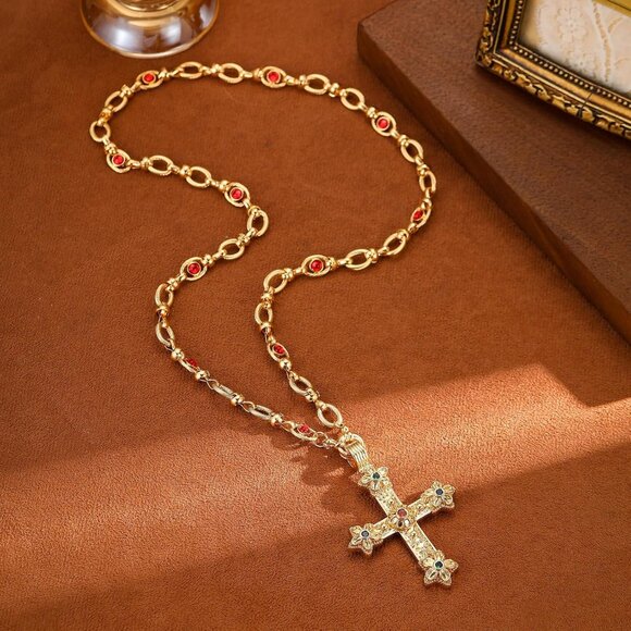 Hypoallergenic Gold Tone Cross Necklace - Faith Jewelry for Every Occasion - Picture 4 of 6